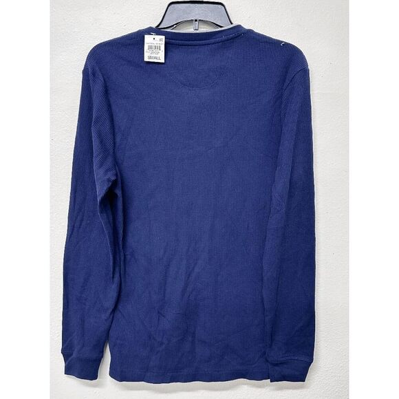 Club Room Men's Thermal Henley Shirt - Navy Blue Small - Picture 3 of 5